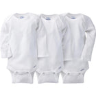 3-Pack White Long Sleeve Onesies® Bodysuits with Mitten Cuffs