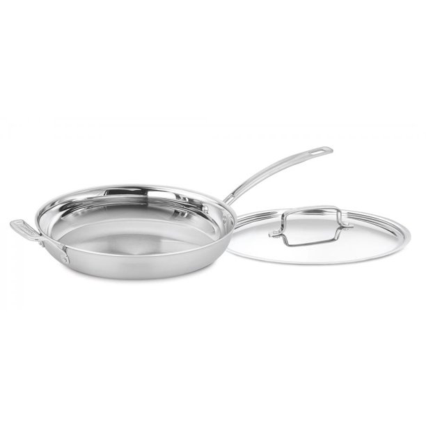 Cuisinart Multiclad Pro Tri-Ply Stainless Steel 12" Skillet with Helper and Cover
