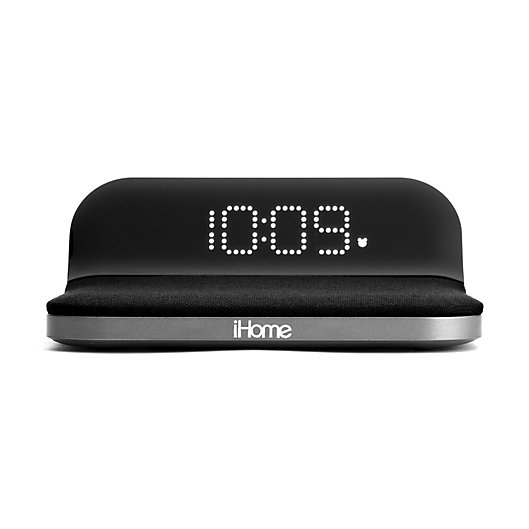 iHome® Qi Wireless Charging Compact Alarm Clock in Black with USB Port
